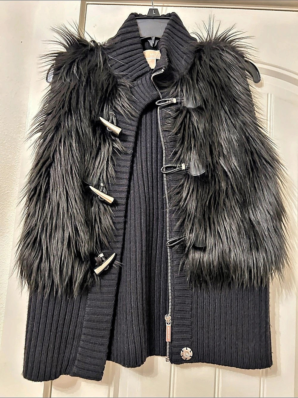 Michael Kors Michael Kors Black Faux Fur Toggle Vest Black Small